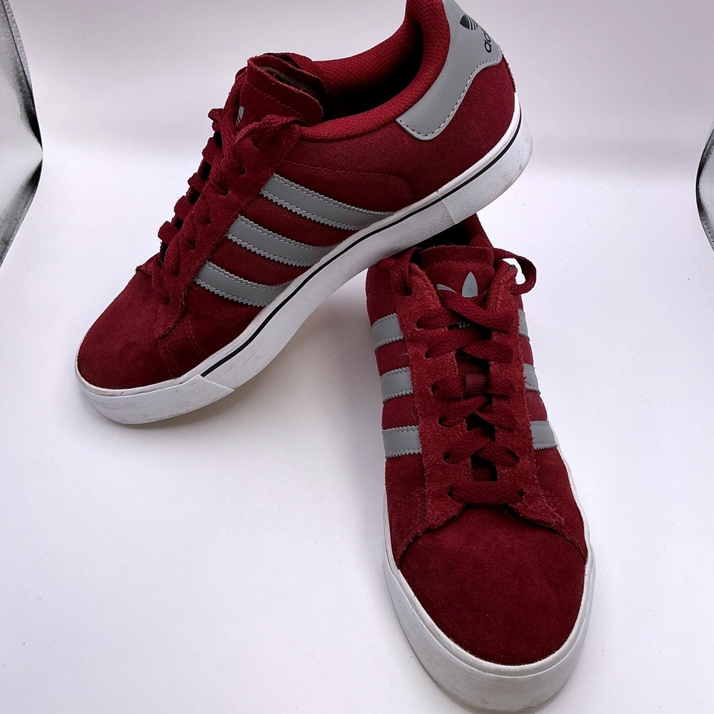 Adidas Campus Vulc Burgundy Maroon Grey Suede Canvas Skate Shoes Mens 8.5 F37365 - Picture 3 of 8